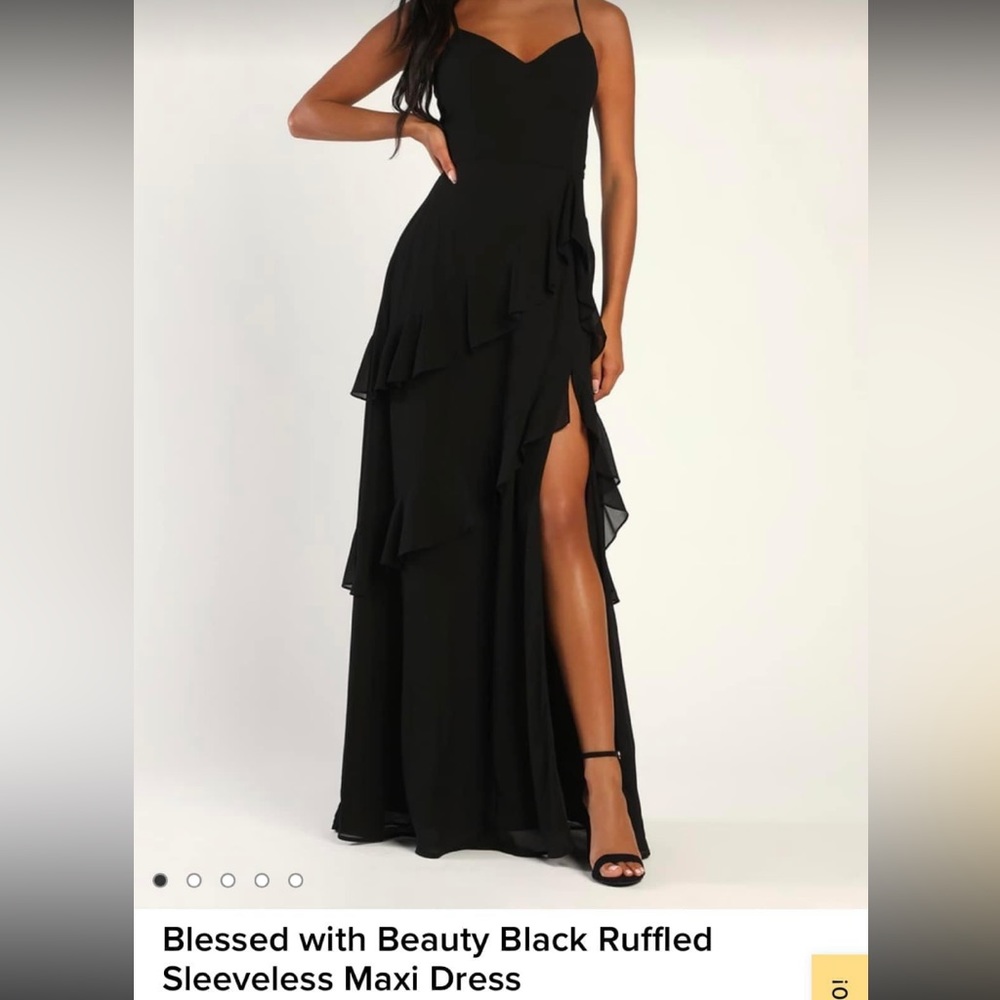 Blessed with Beauty Black Ruffled
Sleeveless Maxi Dress